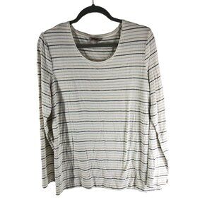 Chicos Womens Long Sleeve Striped Top Metallic Gold Black White 2 (US Size L)
